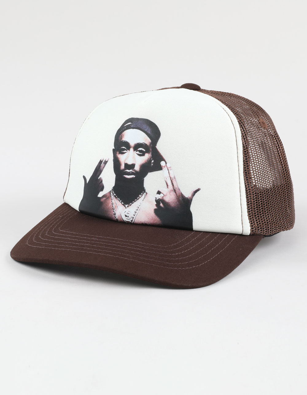 PRIMITIVE x Tupac Stay Up Trucker Hat BROWN Tillys