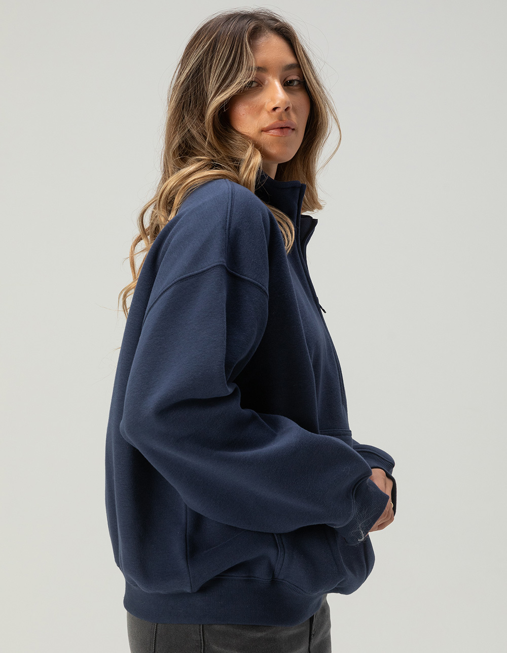 TILLYS Half-Zip Womens Sweatshirt - NAVY