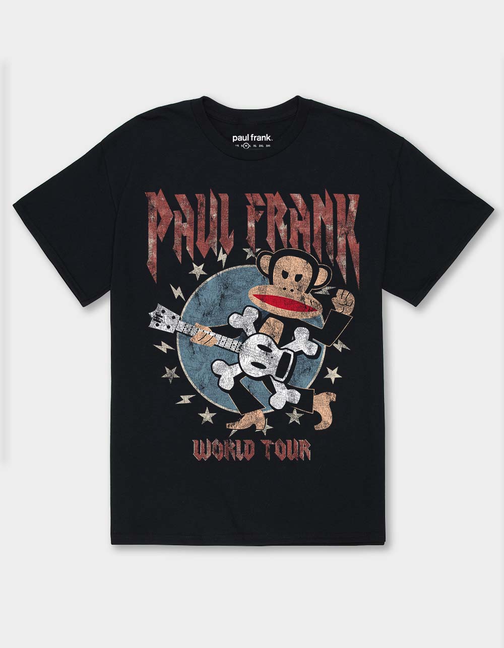 PAUL FRANK World Tour Distressed Unisex Tee - BLACK
