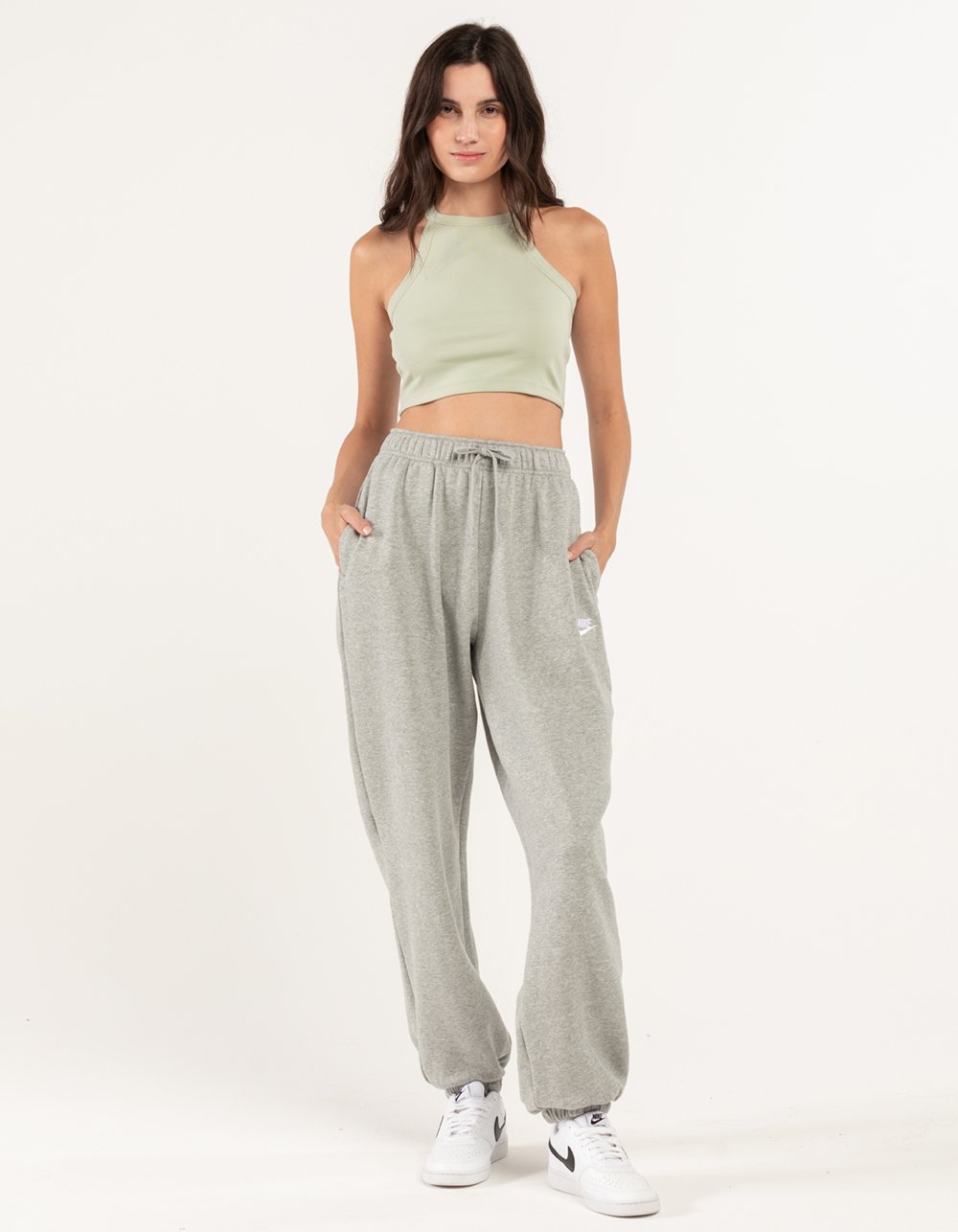 NIKE Sportswear Club Womens Oversized Fleece Sweatpants - HEATHER GRAY