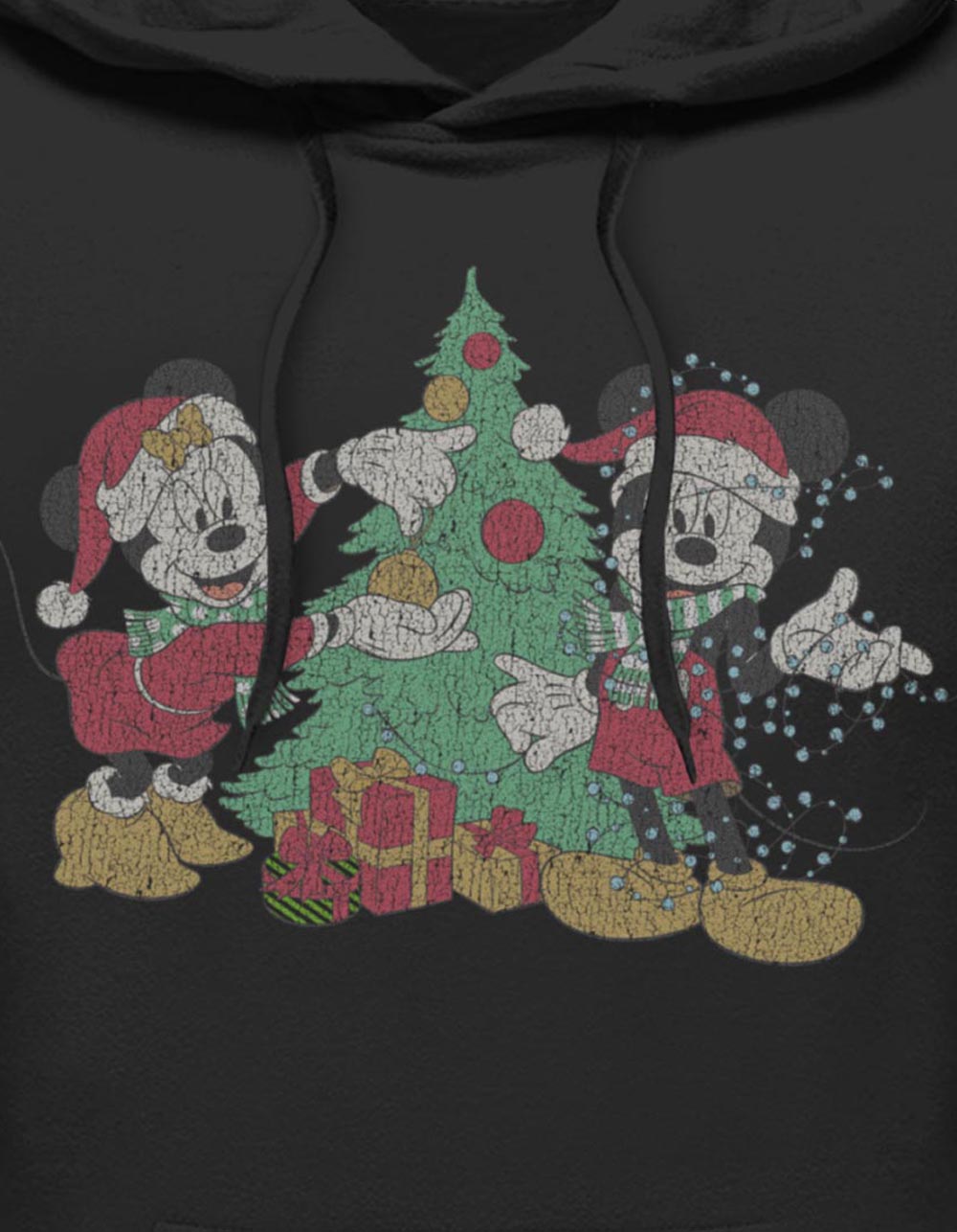 DISNEY Tree Decorating Distressed Unisex Hoodie - BLACK