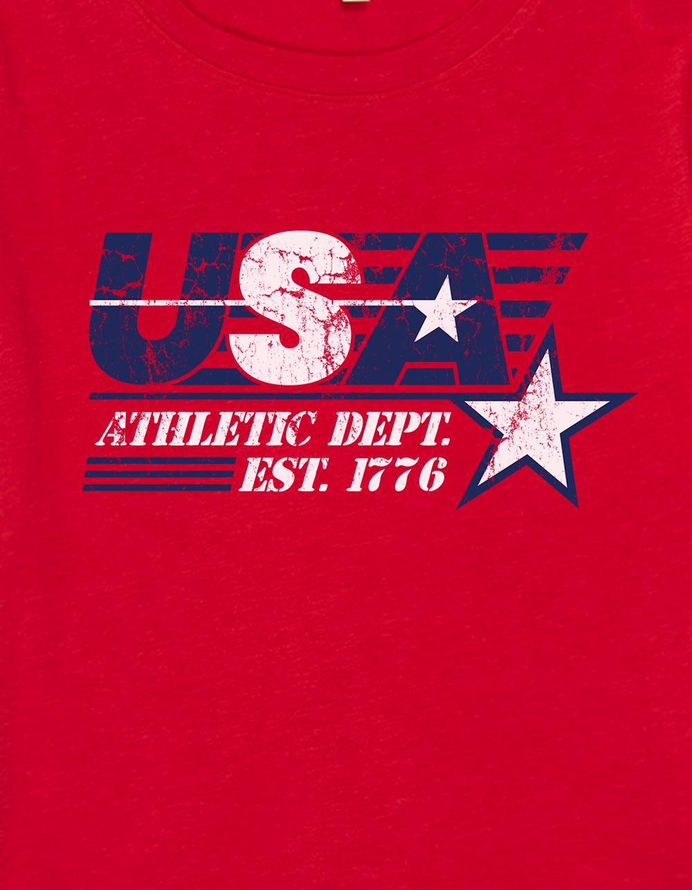 USA Athletic Department Distressed Womens Baby Tee - RED