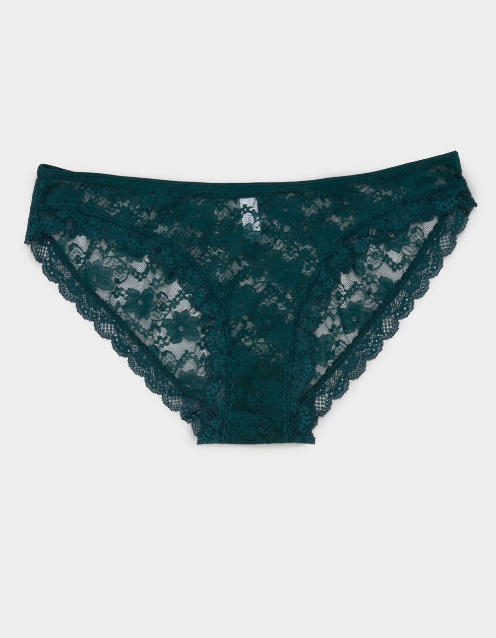 FULL TILT Allover Lace Bikini Panties - DK GREEN