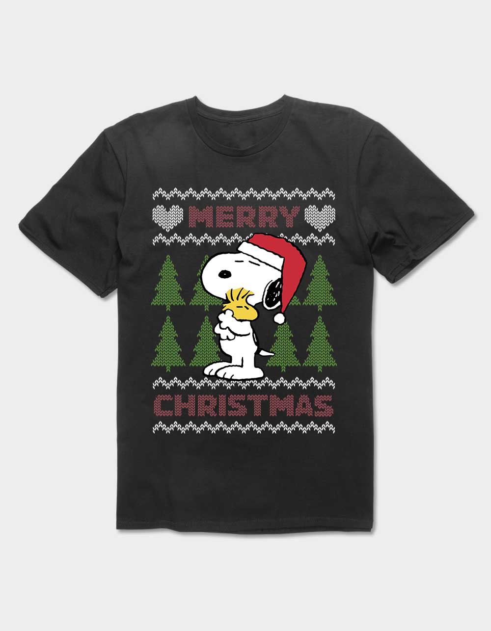 PEANUTS Christmas Sweater Unisex Tee - BLACK