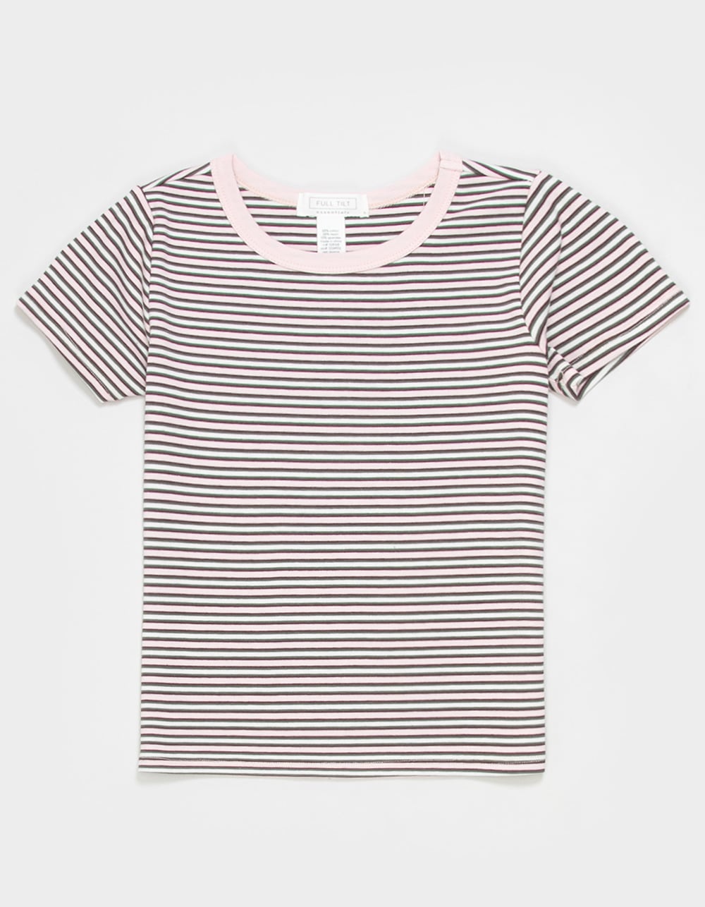 FULL TILT Essentials Girls Stripe Ringer Tee - PINK COMBO