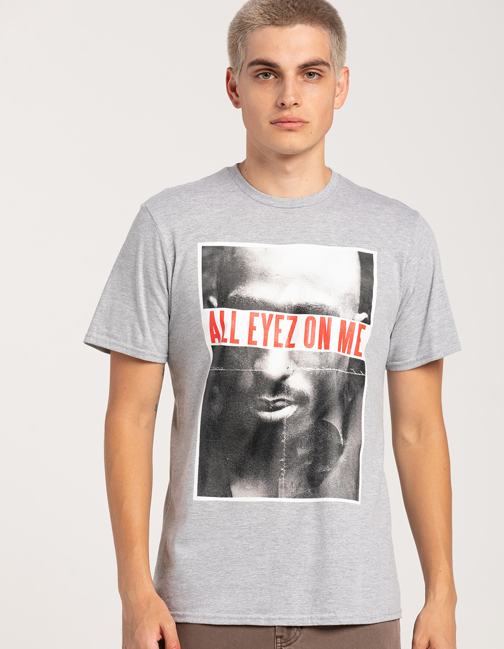 TUPAC All Eyes Unisex Tee - HEATHER GRAY
