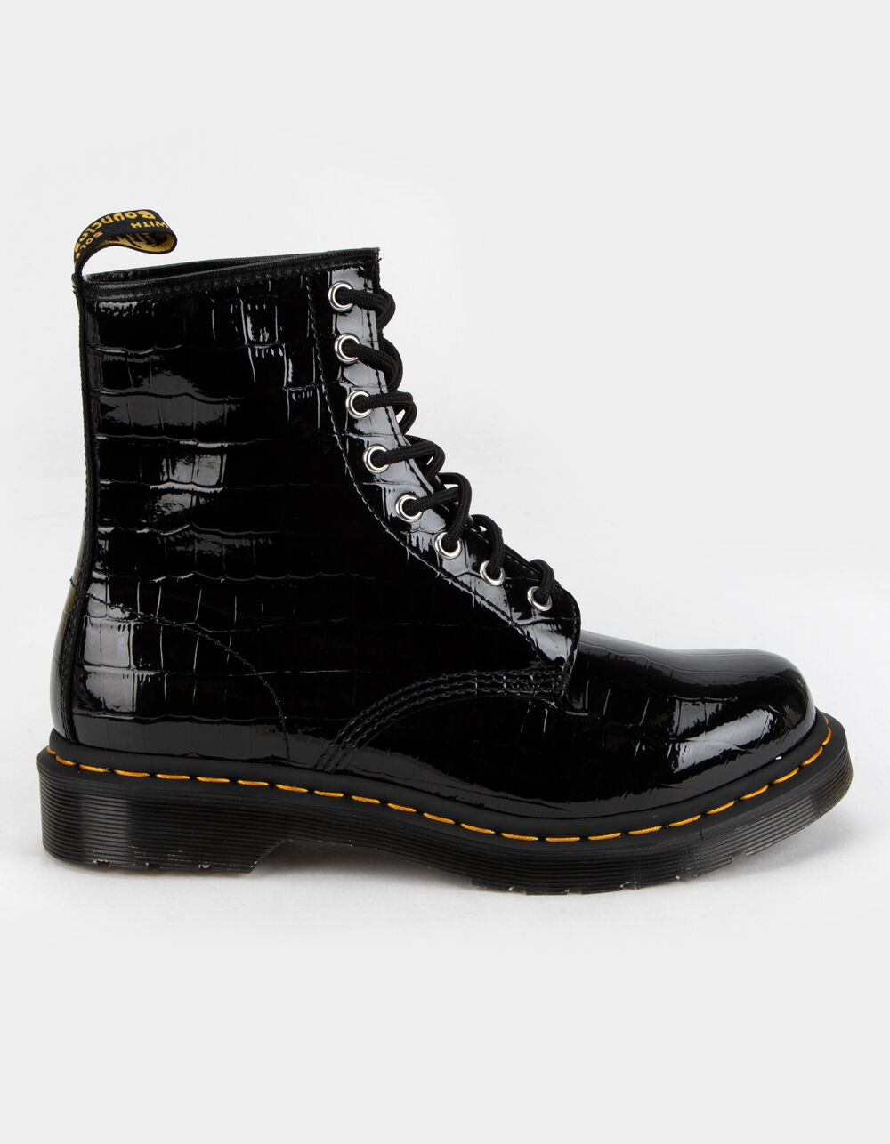 DR. MARTENS 1460 Patent Leather Crocodile Print Womens Boots - BLACK ...