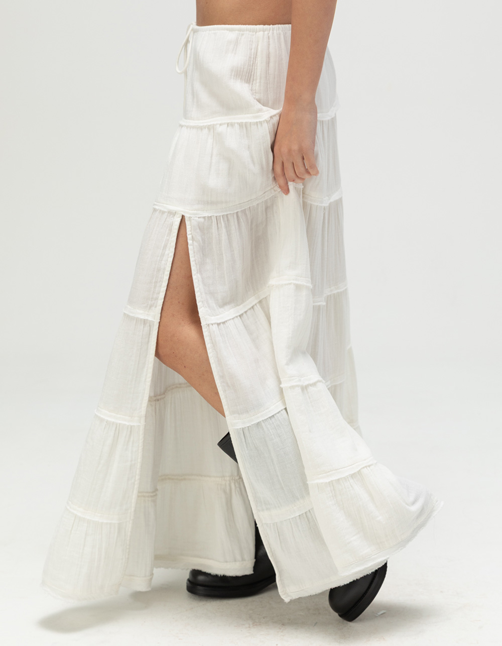 BDG Urban Outfitters Sadie Womens Tiered Maxi Skirt - WHITE