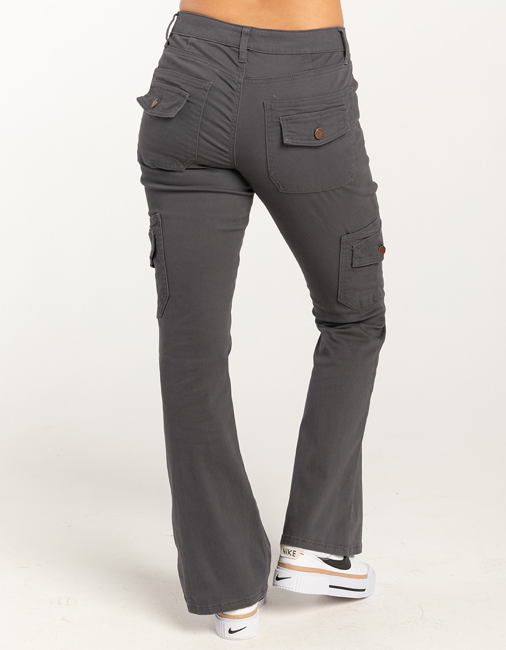 RSQ Womens Low Rise Cargo Flare Pants - GRAPHITE | Tillys