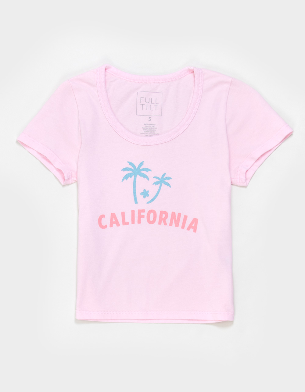 FULL TILT Cali Palm Girls Baby Tee - PINK
