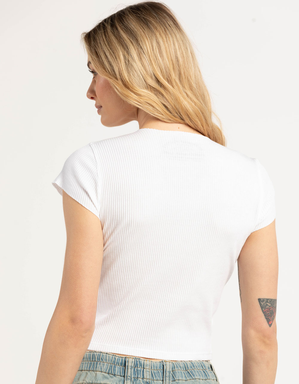 BDG Urban Outfitters Nola Notch Womens Knit Top WHITE Tillys