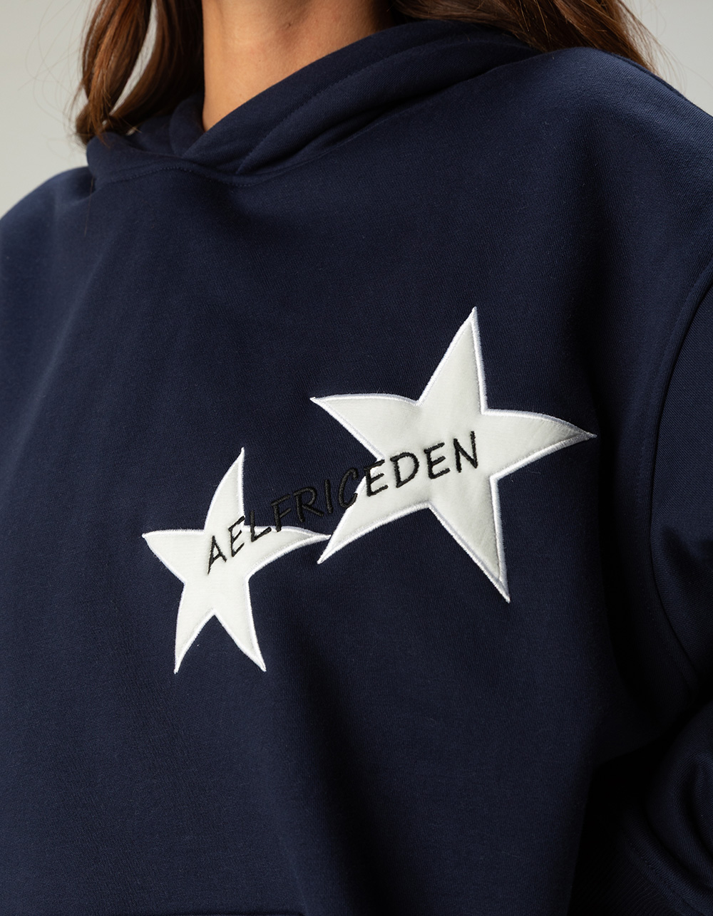 AELFRIC EDEN Contrast Star Womens Oversized Hoodie - NAVY