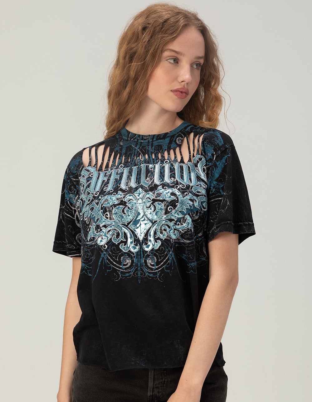 AFFLICTION Artifact Womens Tee - BLACK