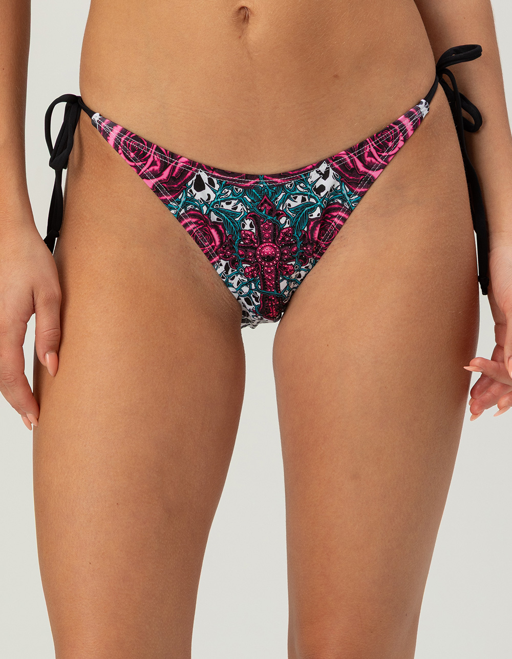 AFFLICTION Forgotten Tie Side Bikini Bottoms - WHITE COMBO