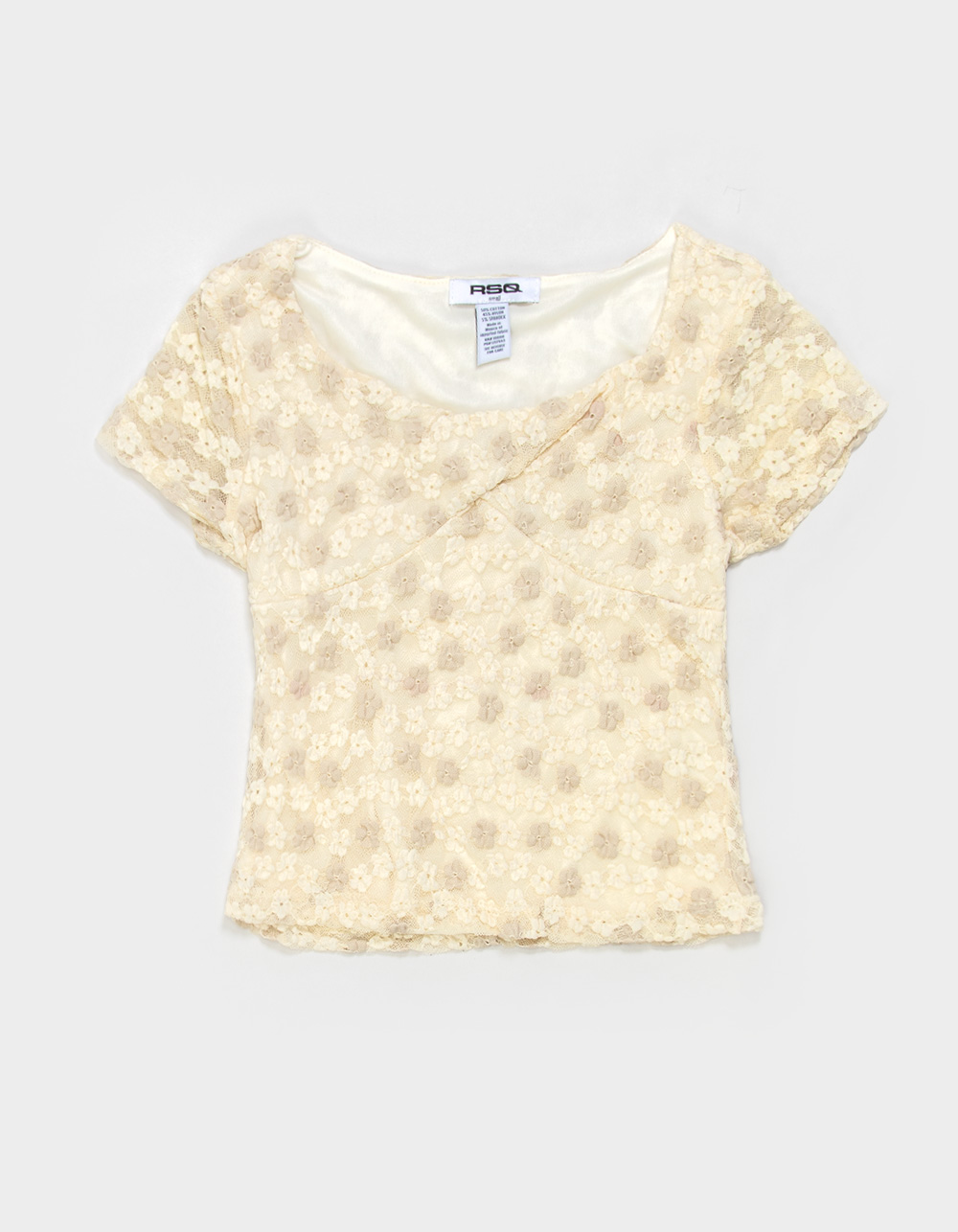 RSQ Girls Twist Lace Top - Cream Combo