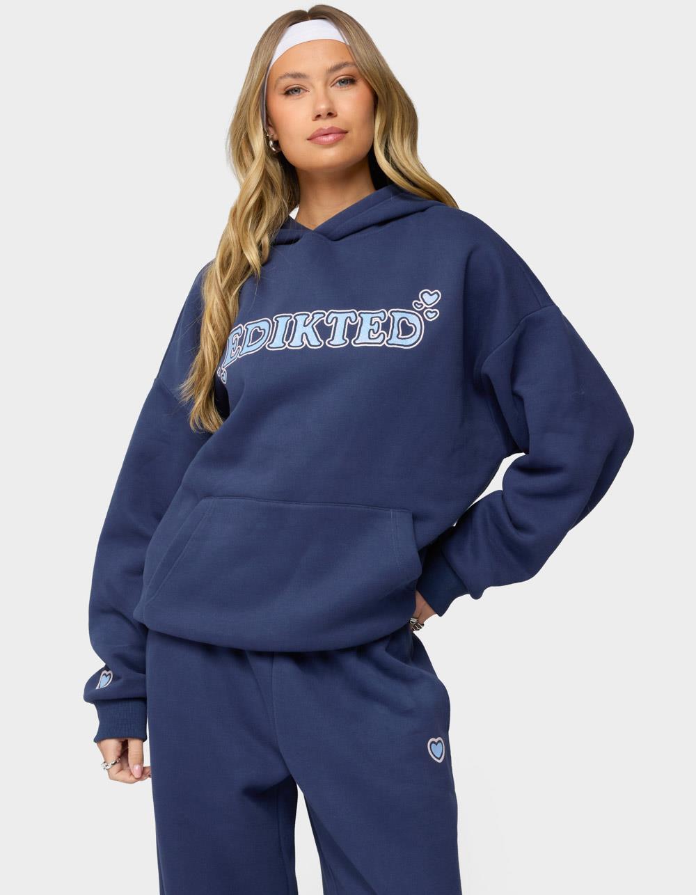 Edikted Glitter Girl Hoodie - NAVY