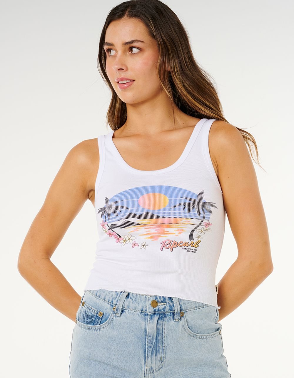 RIP CURL Hotel Malibu Womens Tank Top - WHITE