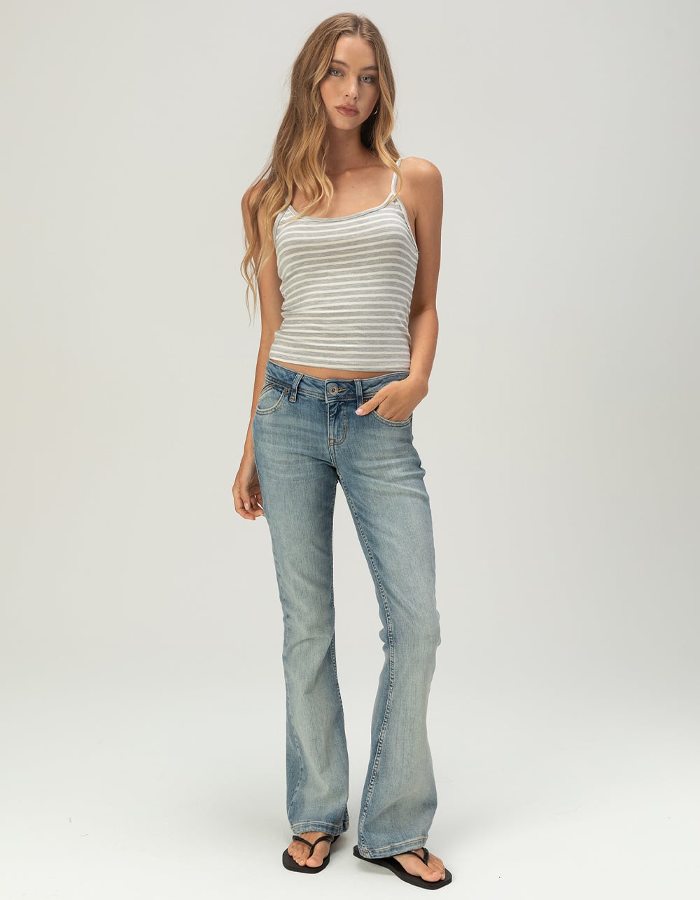 TILLYS Womens Striped Cami - GRAY COMBO