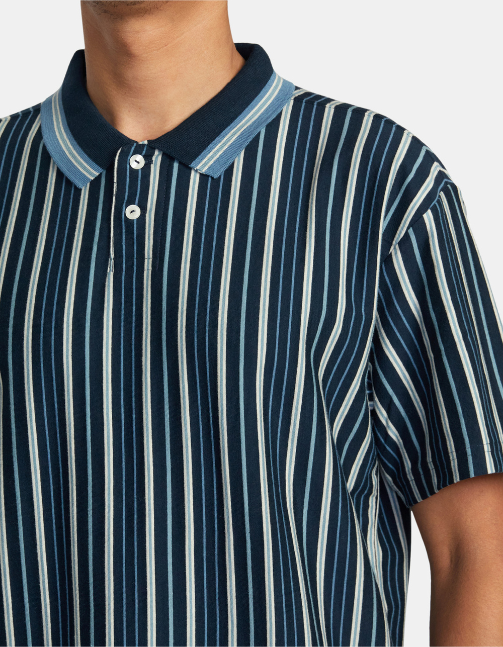RVCA Uptown Stripe Polo Shirt - Moody Blue
