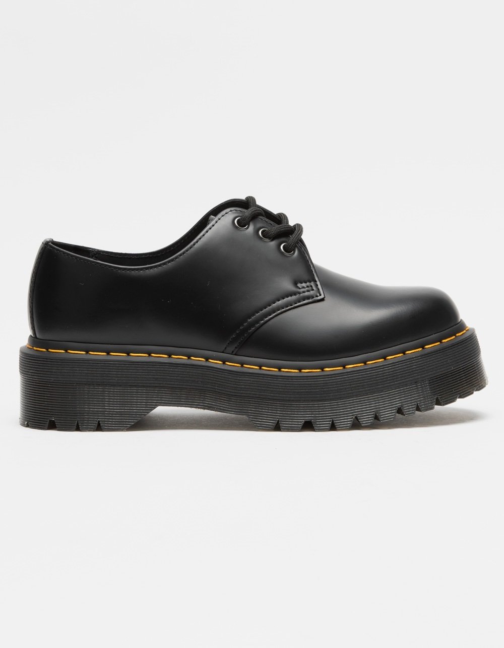 DR. MARTENS 1461 Quad Smooth Leather Womens Platform Shoes - BLACK