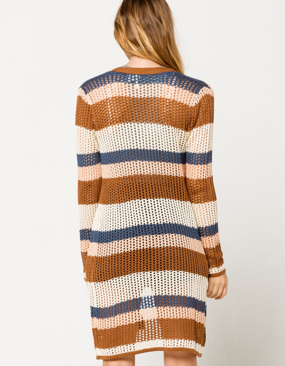 SKY AND SPARROW Stripe Lightweight Maxi Womens Cardigan image number 2