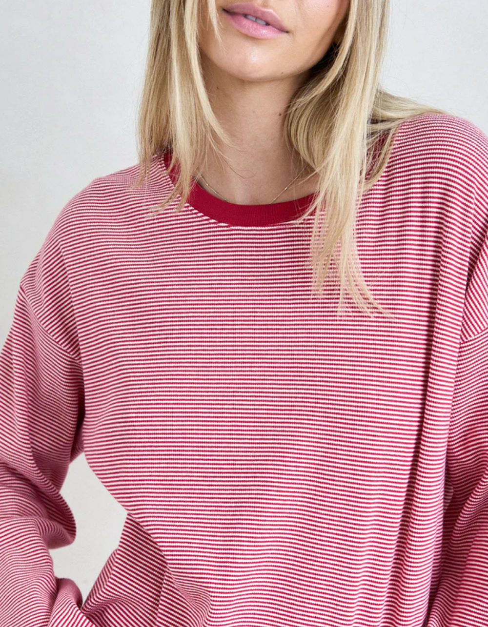 RHYTHM Lexi Stripe Womens Long Sleeve Top - RED COMBO