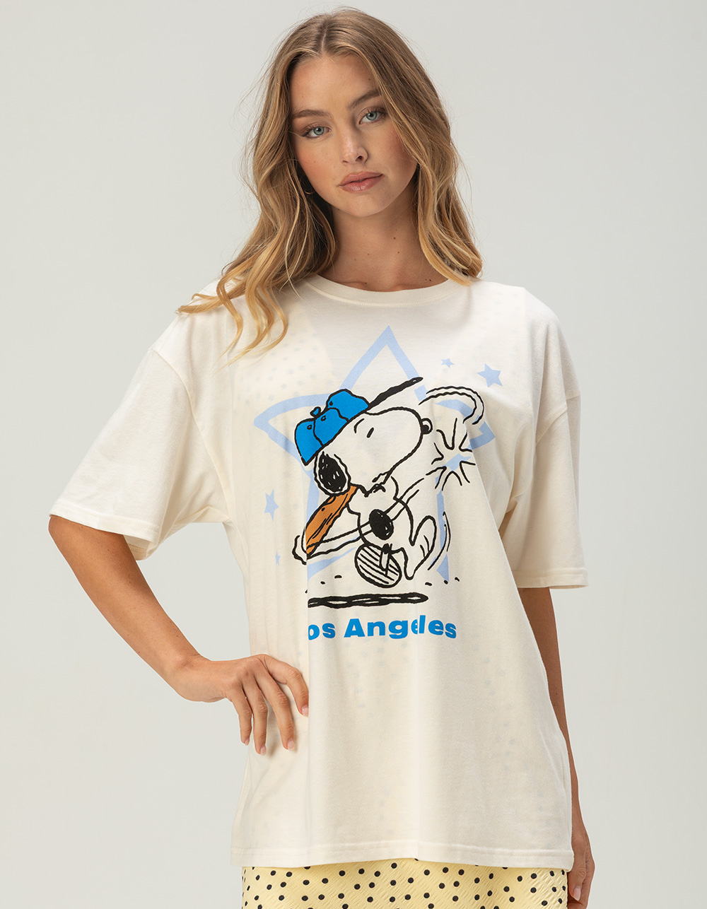 PEANUTS Baseball Womens Boyfriend Tee - IVORY