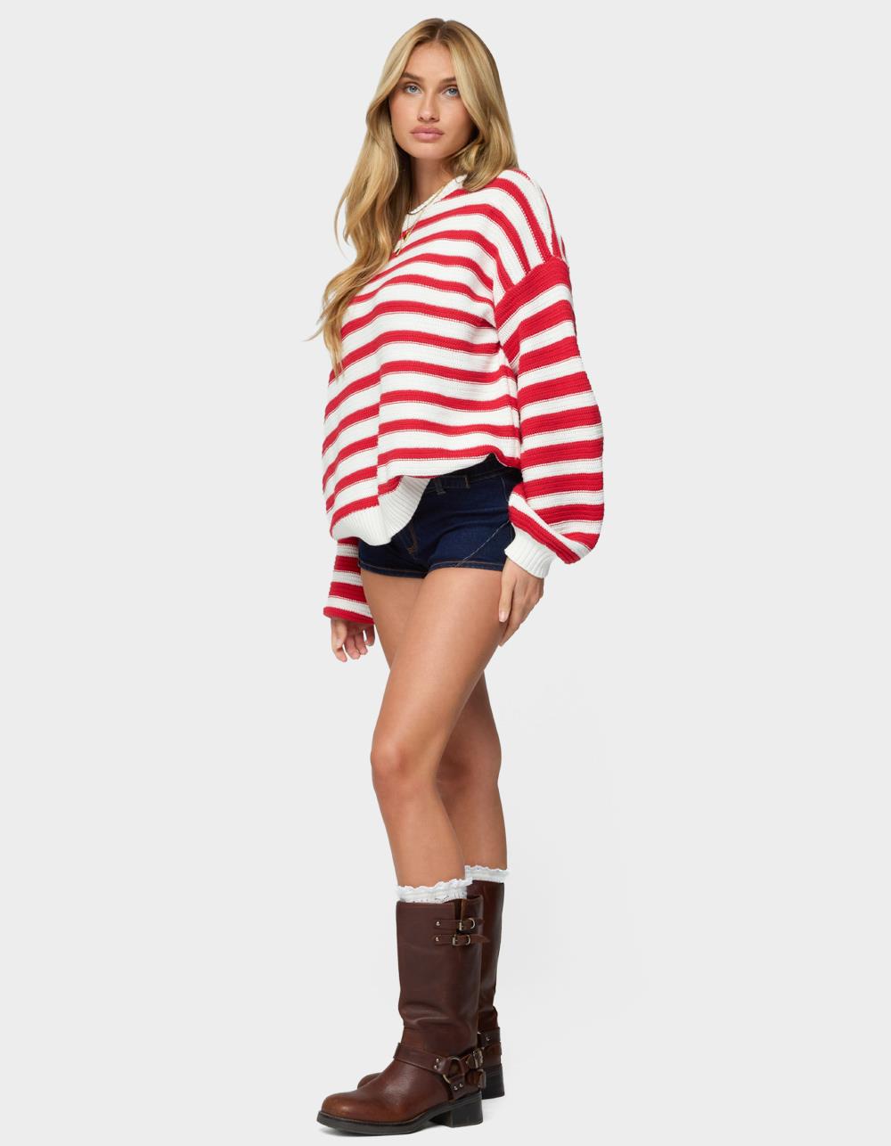 EDIKTED Aerin Oversized Sweater - RED