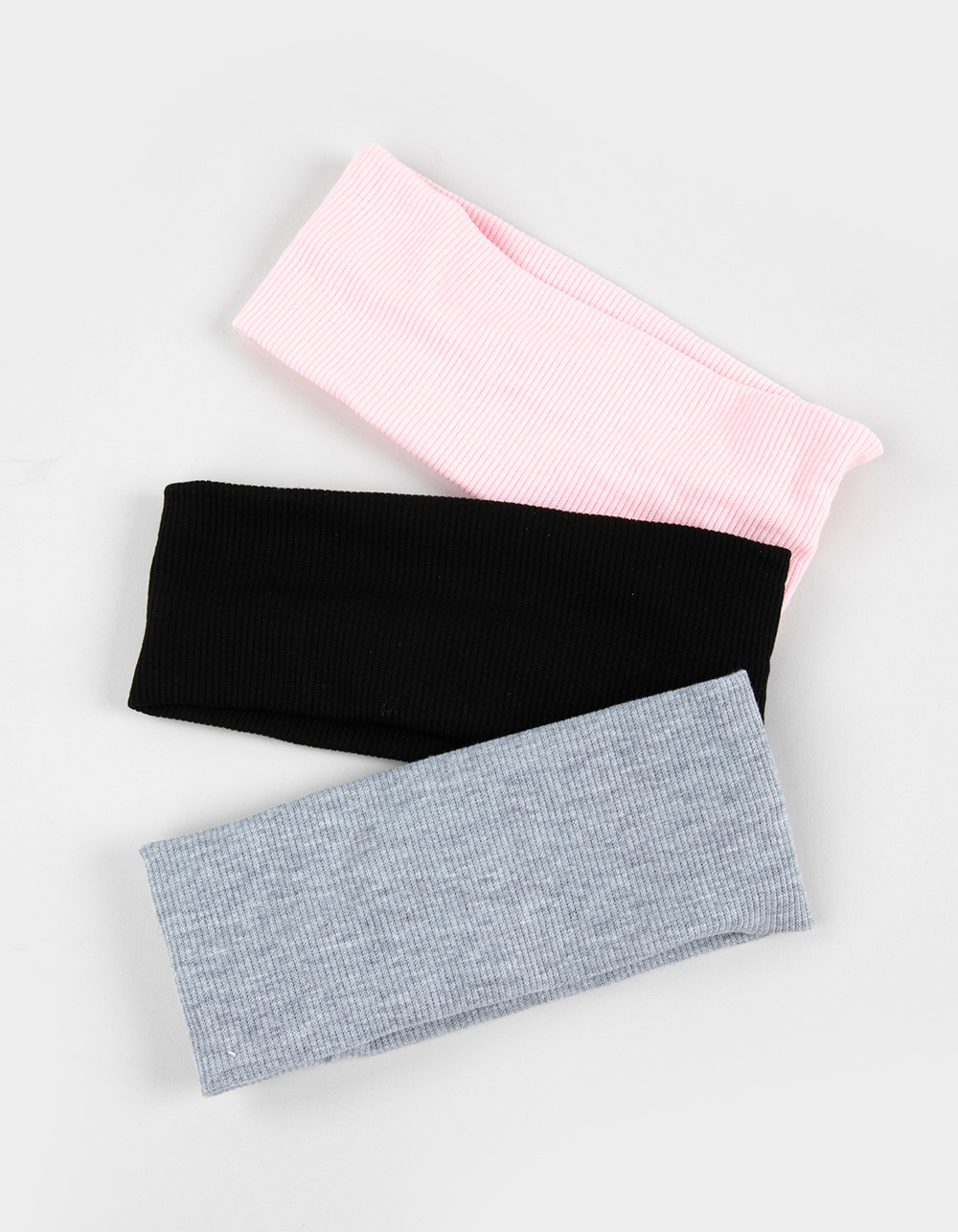 FULL TILT 3 Pack Ribbed Cotton Headbands - PINK COMBO