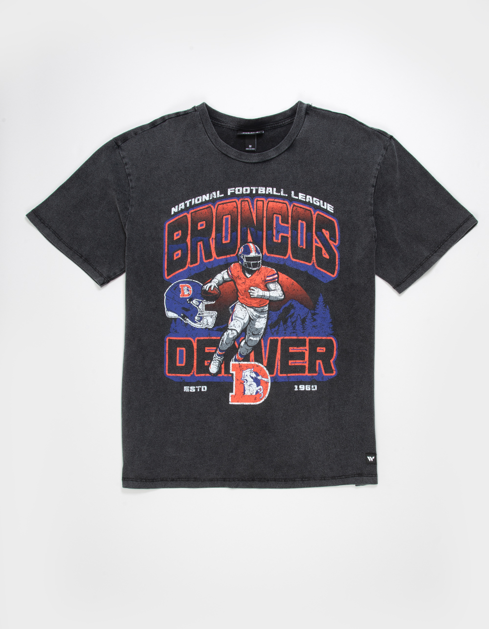 THE WILD COLLECTIVE Denver Broncos Player Mens Tee - WASHED BLACK