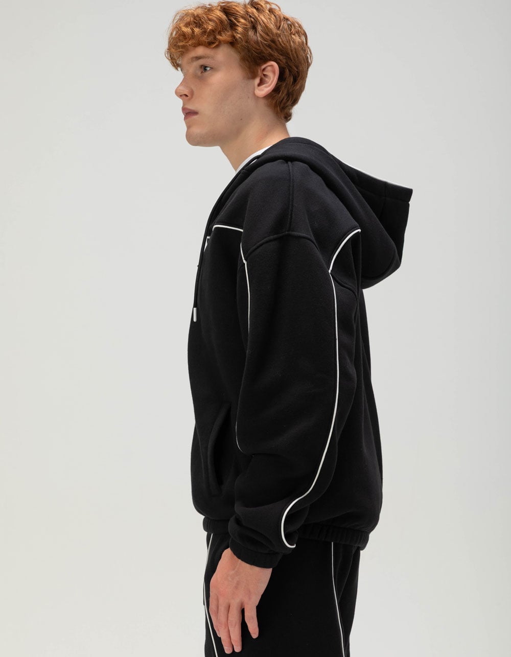 RSQ Mens Zip-Up Track Hoodie - BLACK