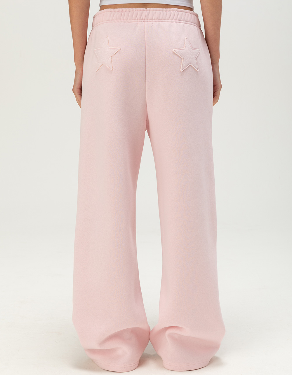 FULL TILT Star Applique Womens Wide Leg Sweatpants - PINK