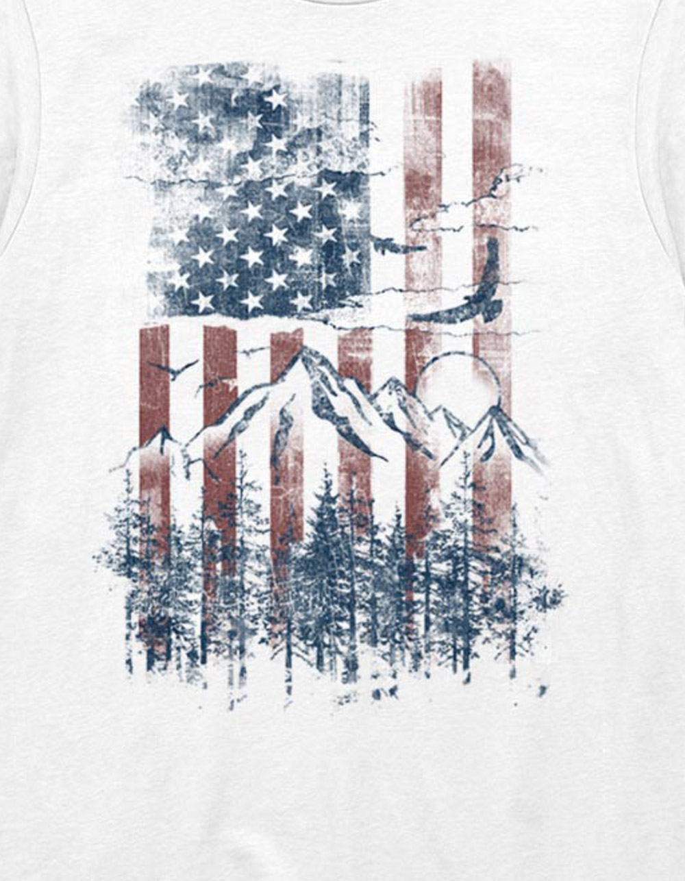 AMERICA Mountain Overlay Unisex Tee - WHITE