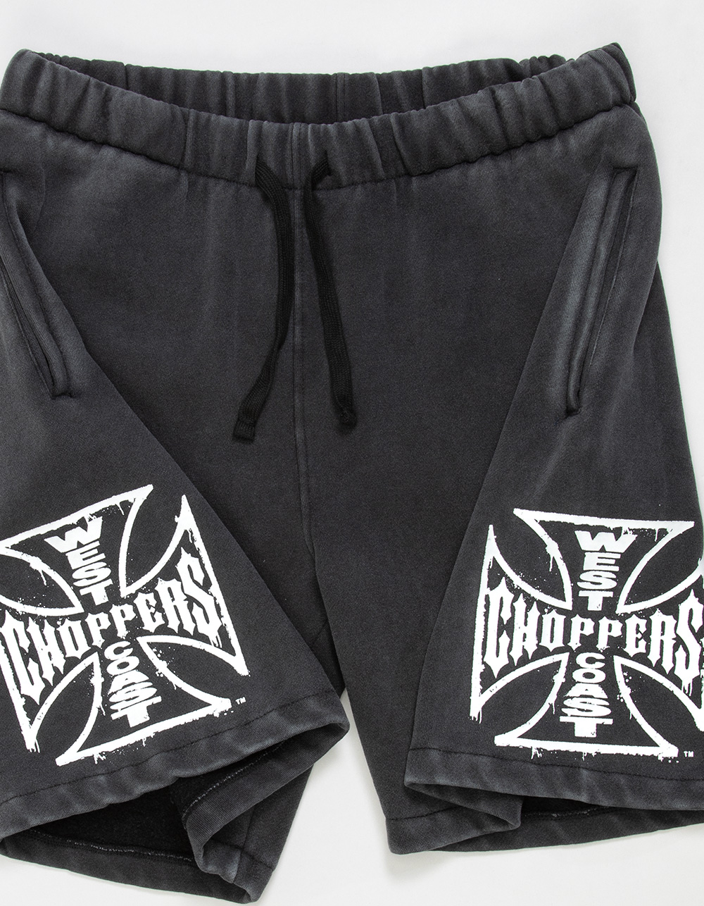 WEST COAST CHOPPERS Stroke Logo Mens Sweat Shorts - BLACK