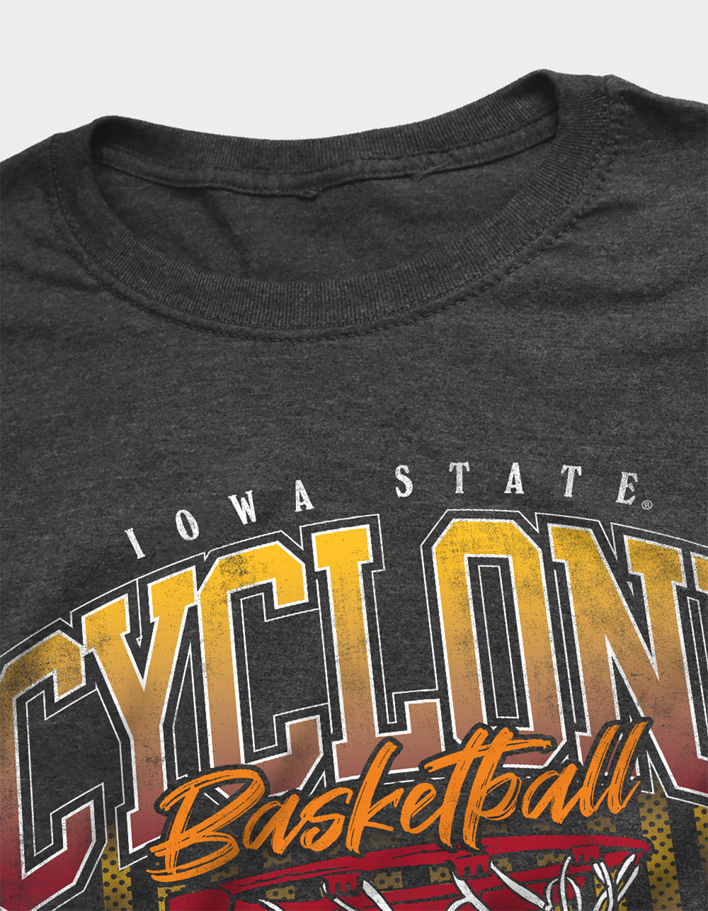 IOWA STATE UNIVERSITY Cyclones 90's Basketball Hoop Mens Tee - CHARCOAL