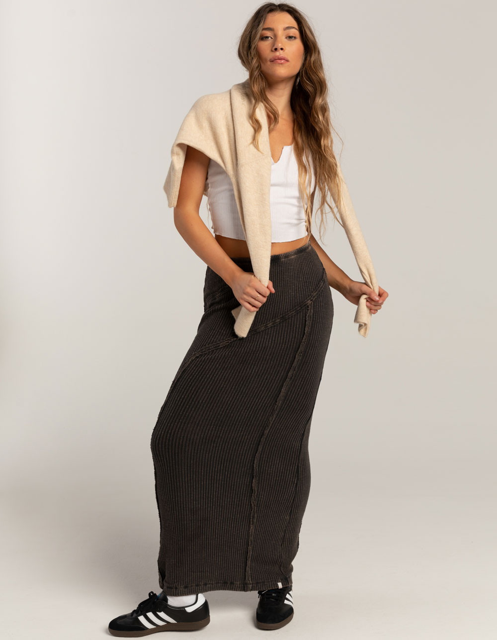 BDG Urban Outfitters Washed Rib Seam Womens Maxi Skirt