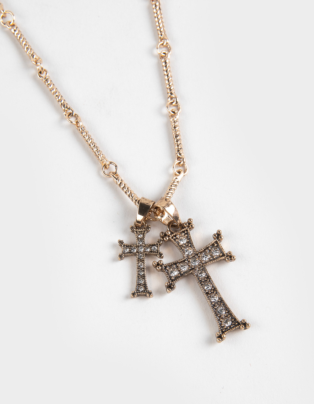 FULL TILT Double Cross Pendant Necklace - GOLD