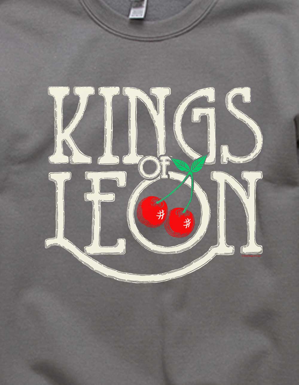 KINGS OF LEON Classic Cherries Unisex Crewneck Sweatshirt - CHARCOAL