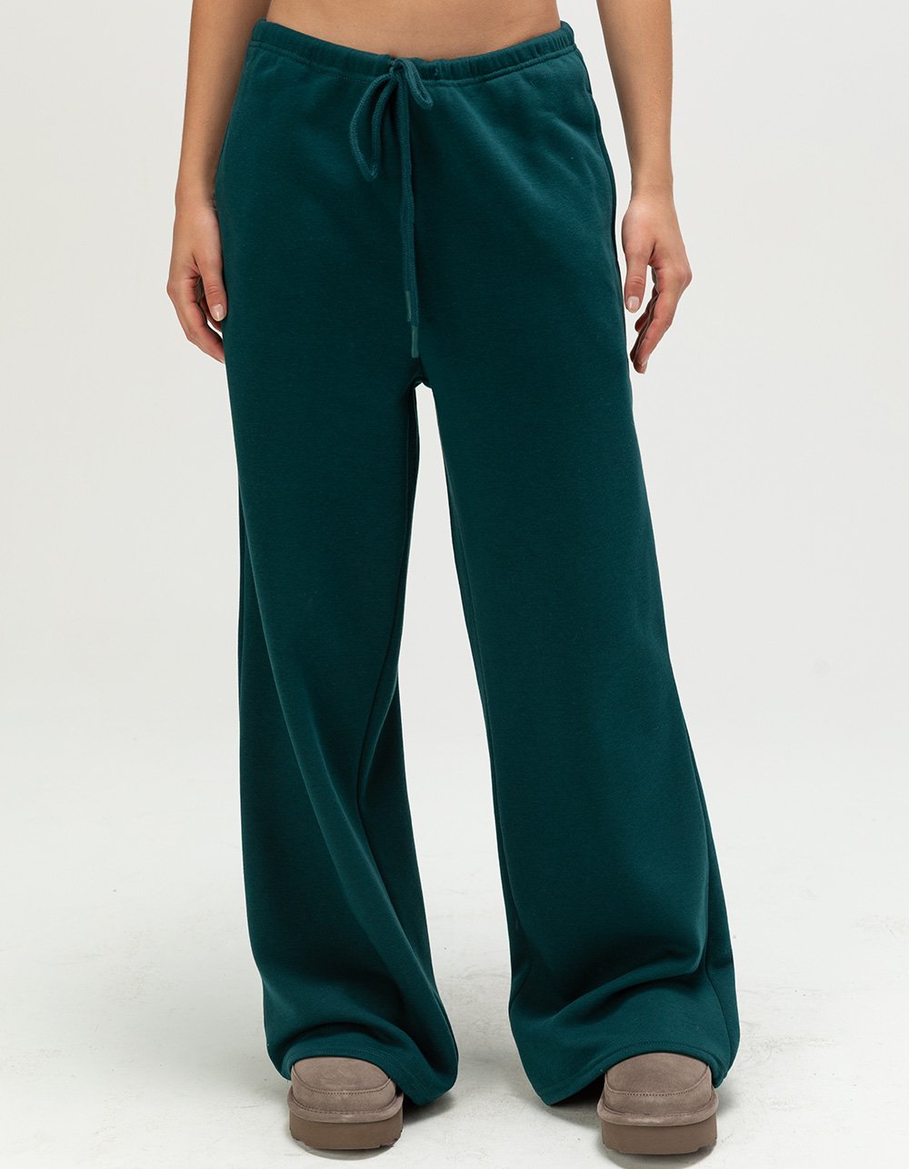 TILLYS Womens Wide Leg Sweatpants - DK GREEN