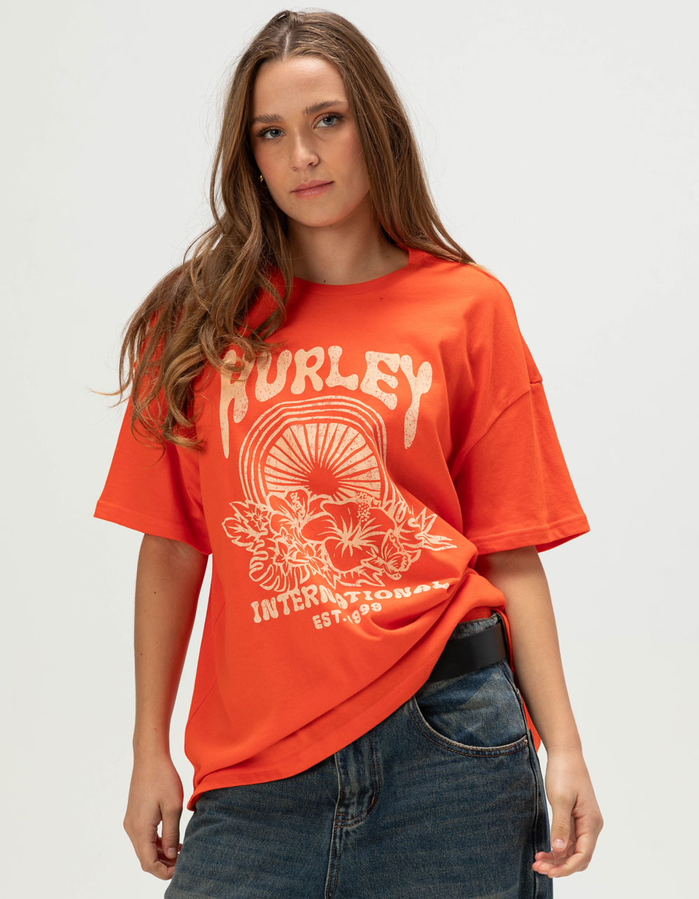 HURLEY Solstice Womens Boyfriend Tee - RED