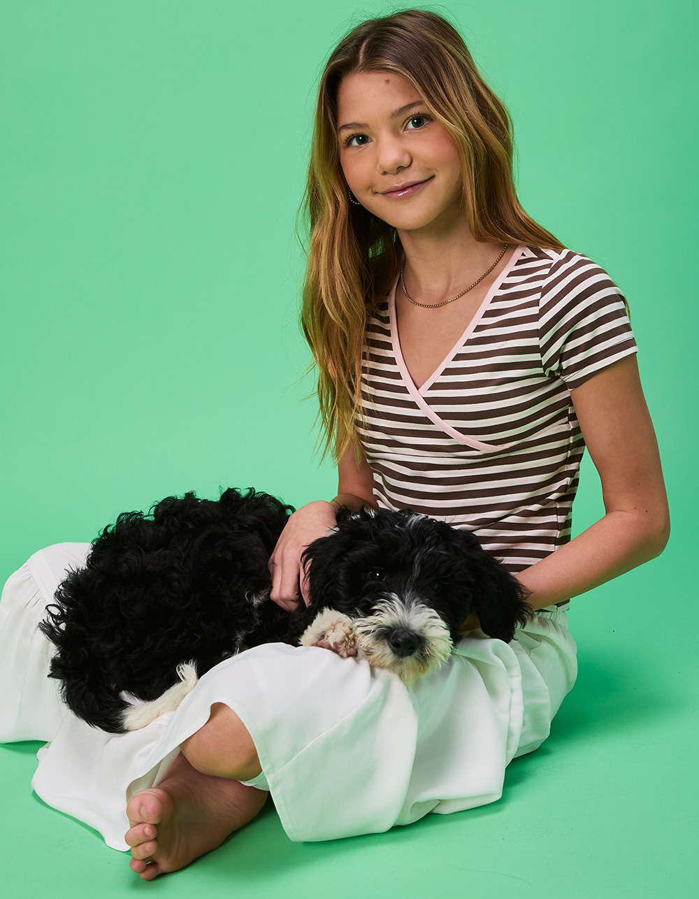 FULL TILT Girls Stripe Surplus Top - PINK COMBO