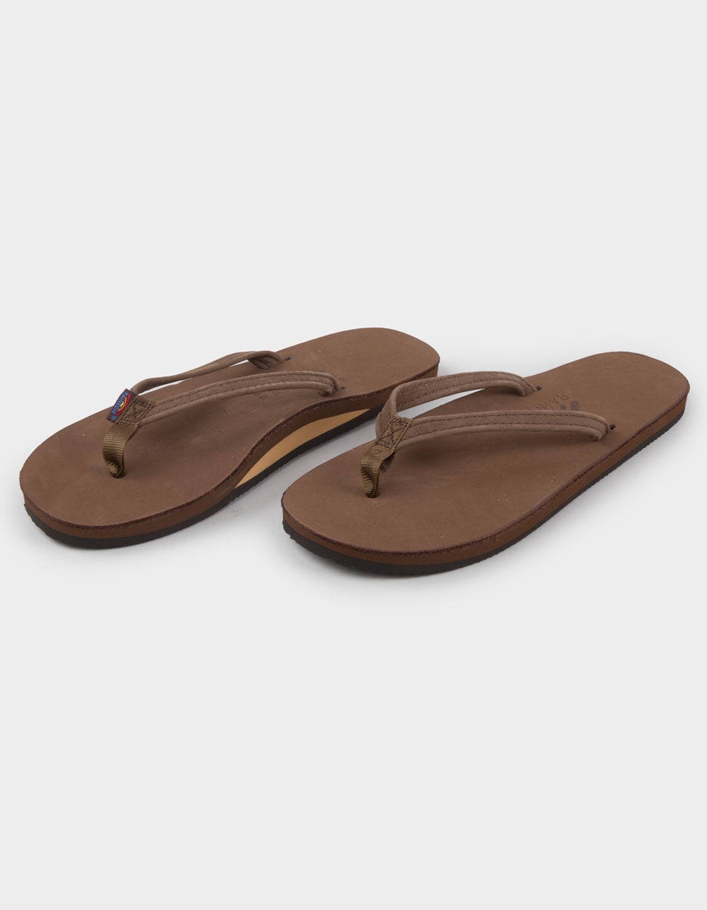 RAINBOW Narrow Strap Womens Flip Flops - CHOCOLATE