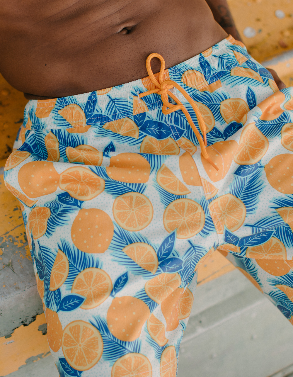 BLUE CROWN Orange Life Mens 7" Swim Shorts - BLUE