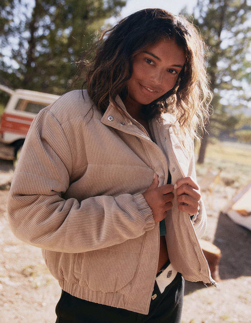 RSQ Womens Corduroy Quilted Puffer Jacket - TAUPE | Tillys
