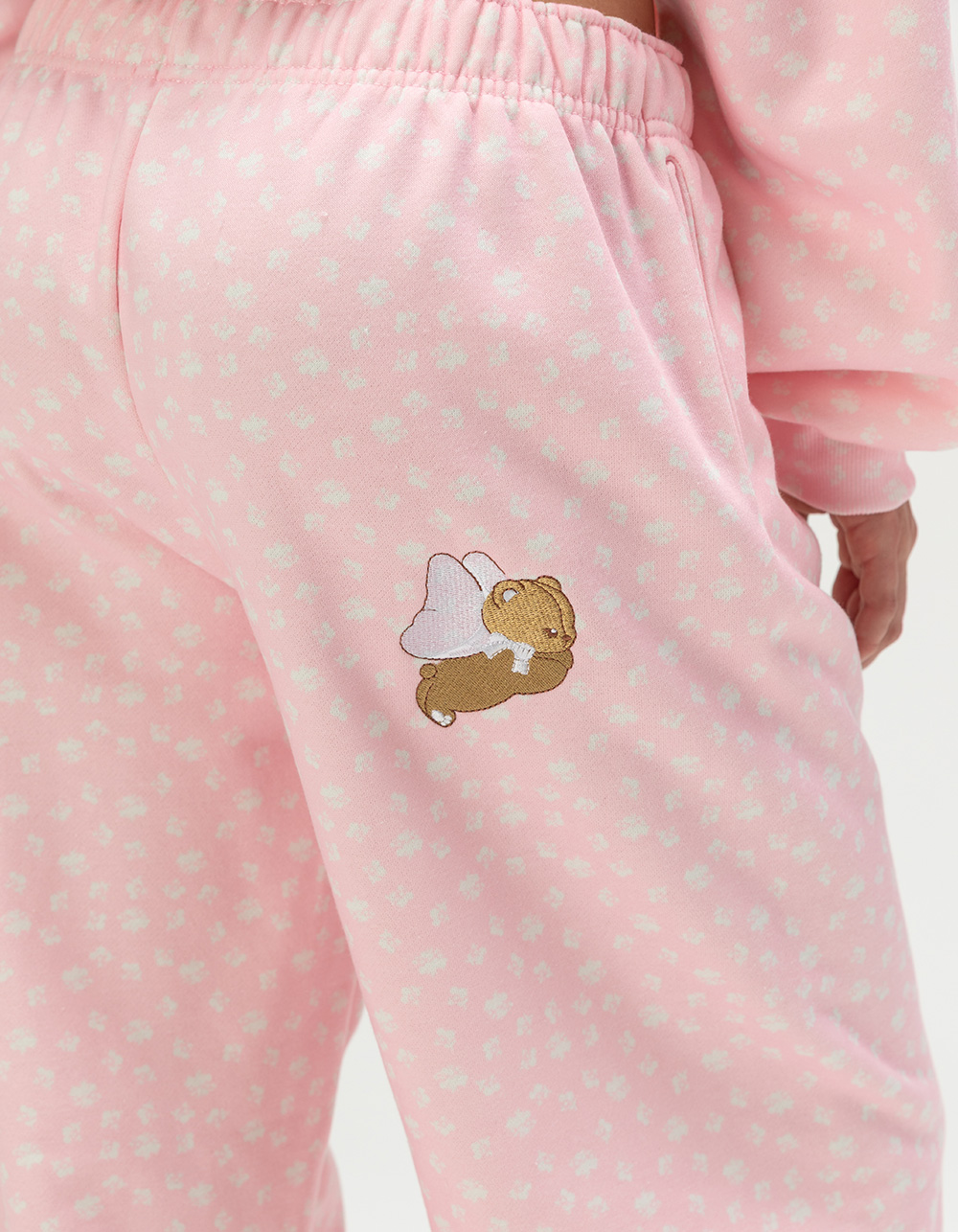 HAPPY CAMP3R Angel Bear Womens Sweatpants - BABY PINK