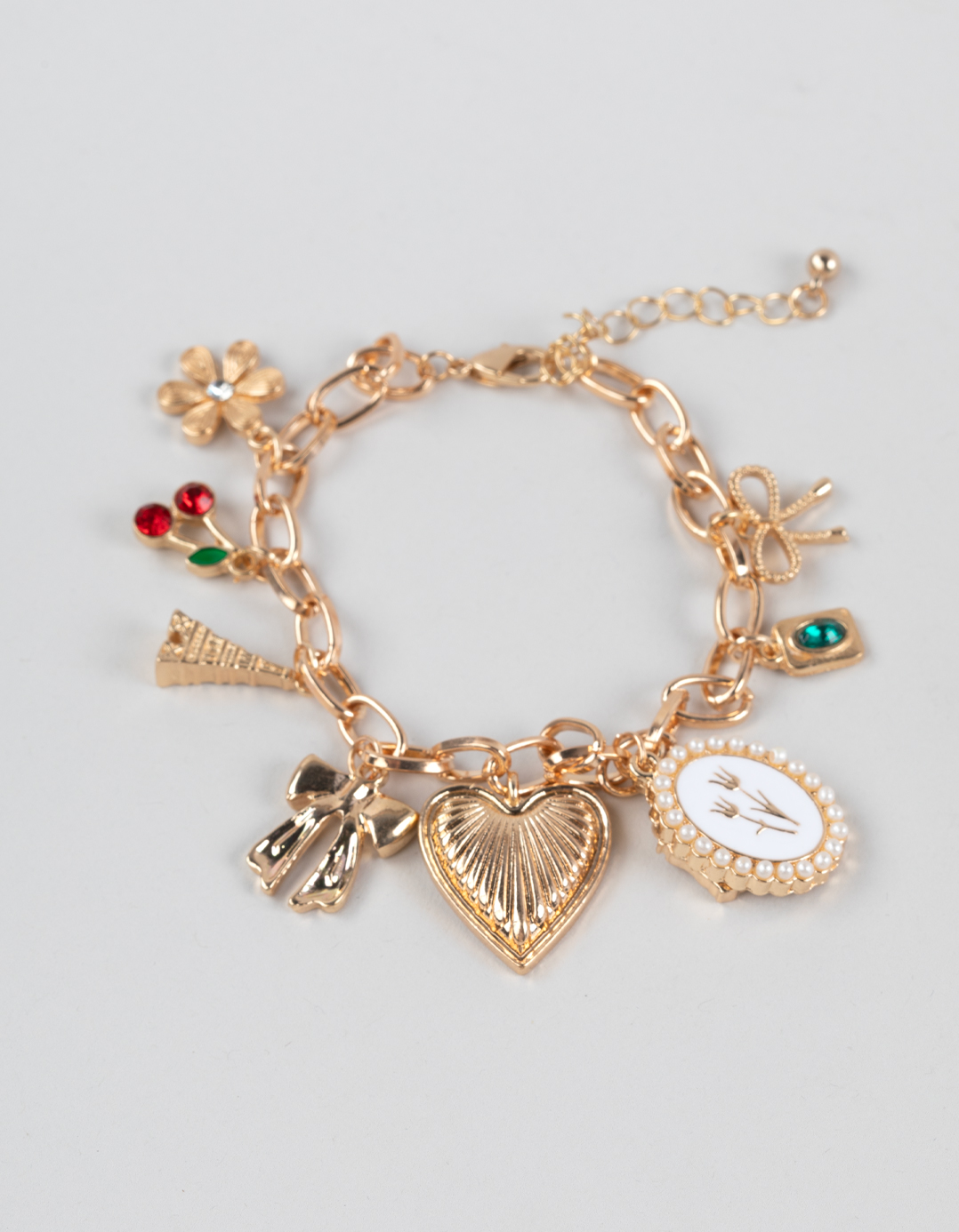 FULL TILT Multi/Heart/Cherry Bracelet - GOLD