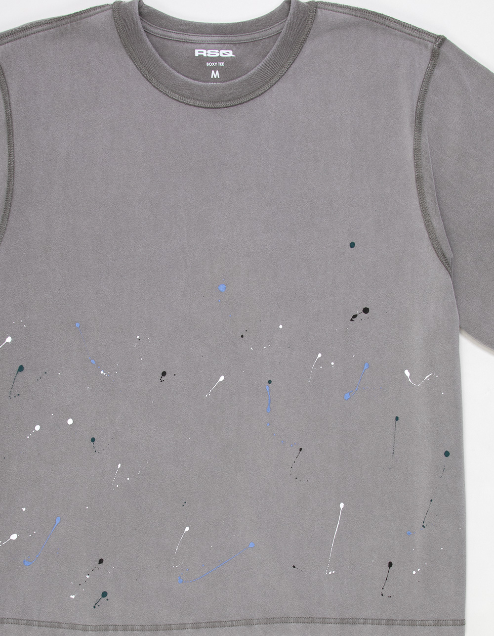 RSQ Mens Paint Splatter Boxy Tee