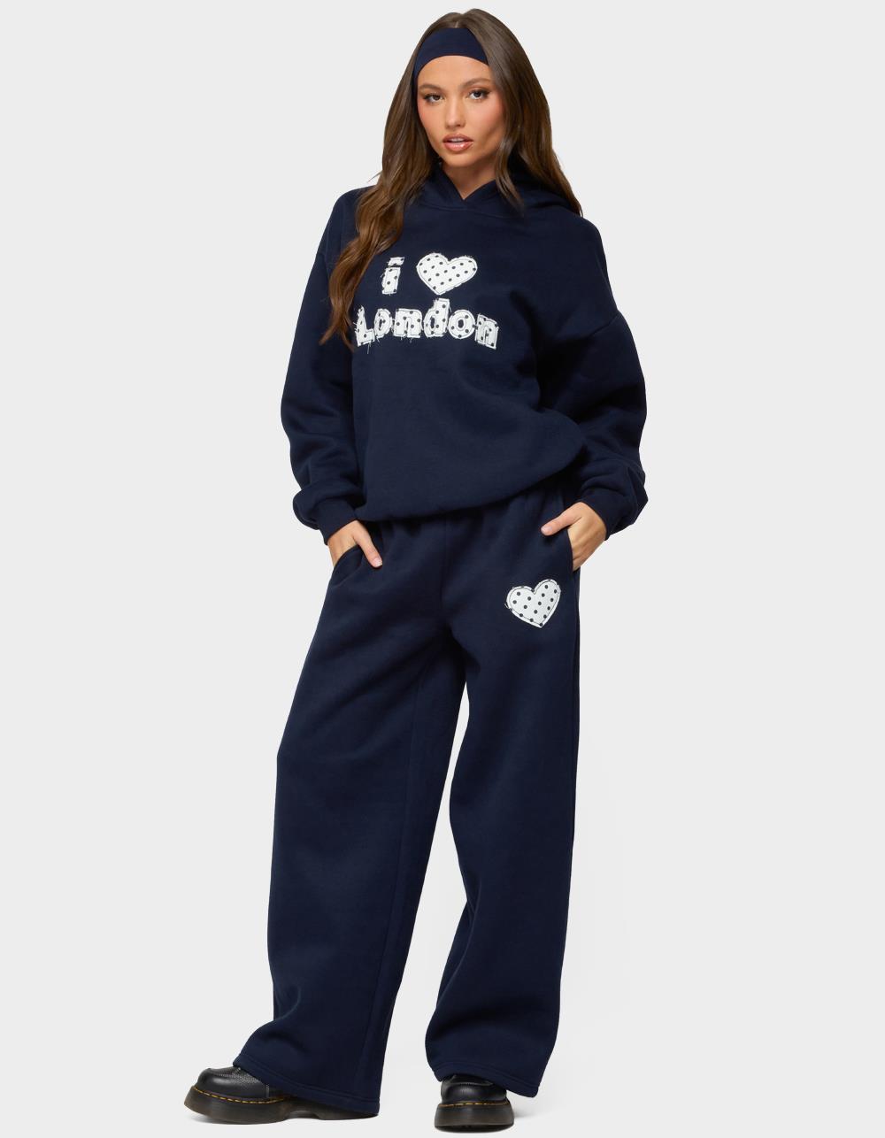 EDIKTED I Heart London Hoodie - NAVY