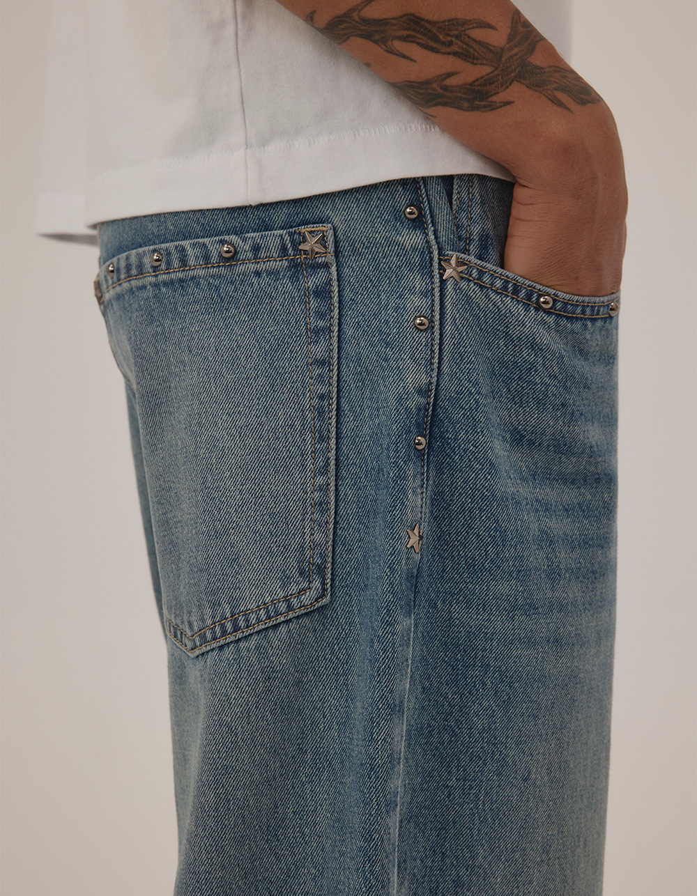 RSQ Studs Mens Extra Baggy Jeans - MEDIUM WASH