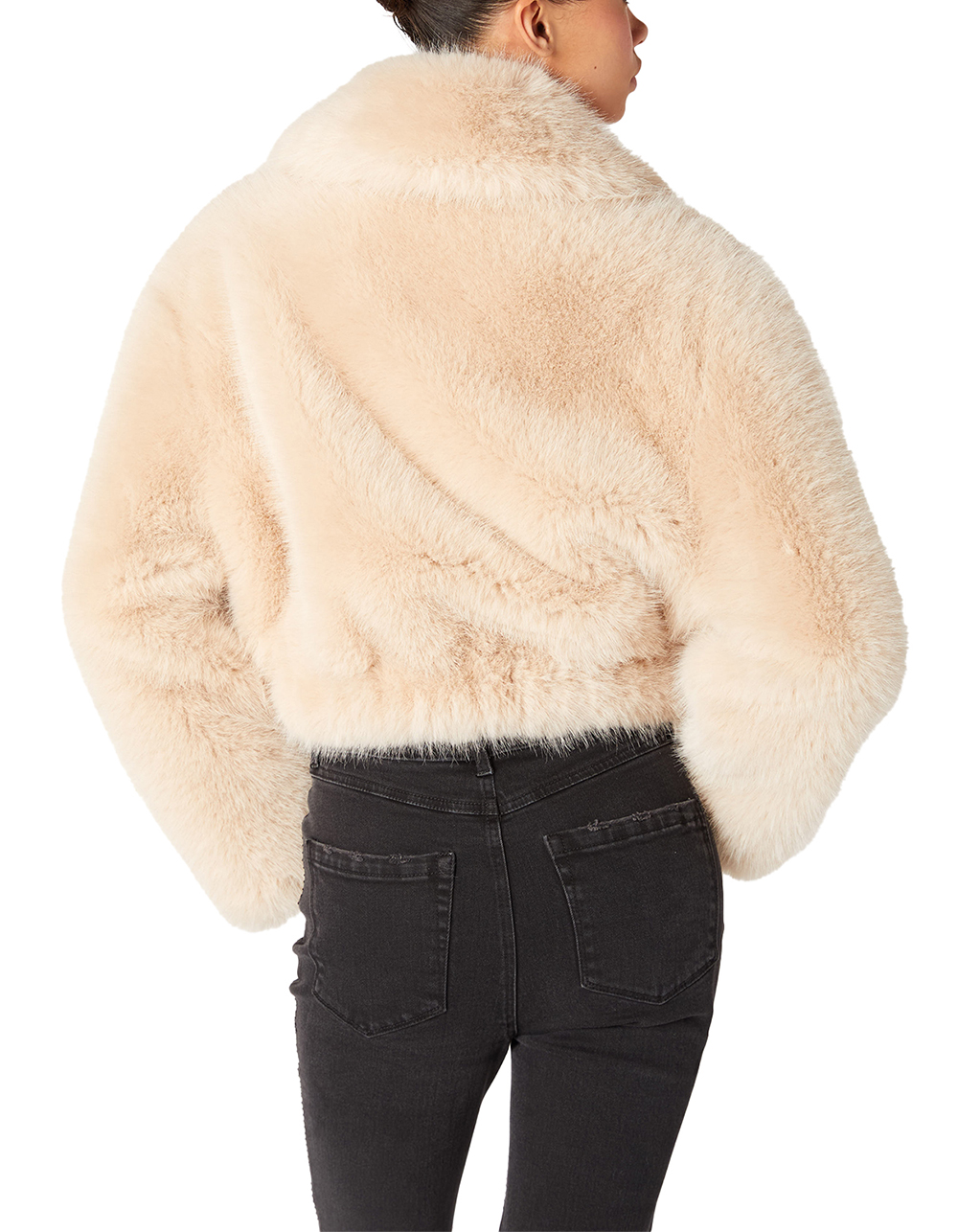 BLANK NYC Gram Moment Faux Fur Womens Bomber - CREAM